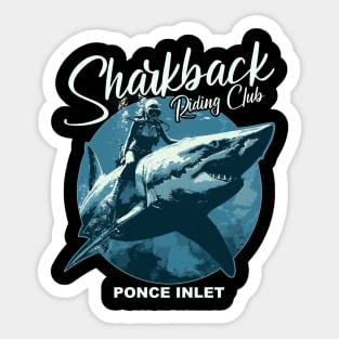 Sharkback Riding Ponce Inlet Florida Funny Shark Sticker